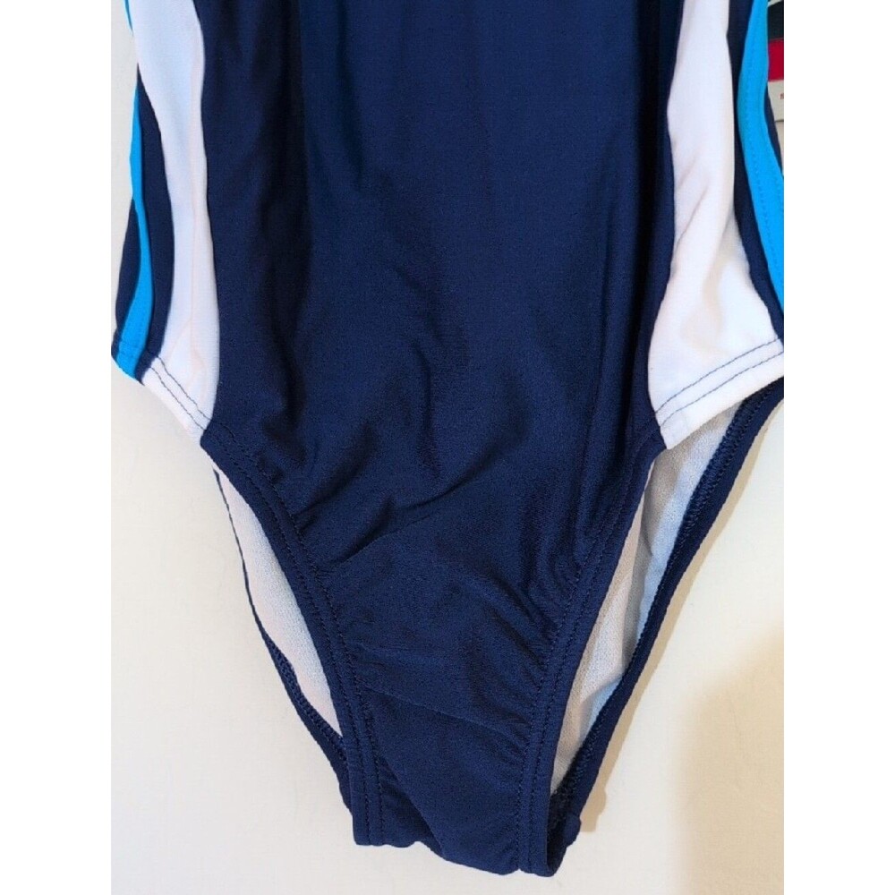 NWT Speedo Girl's Blue Swimsuit One Piece Infinity Splice Thick Strap - Size 10 - Picture 4 of 12